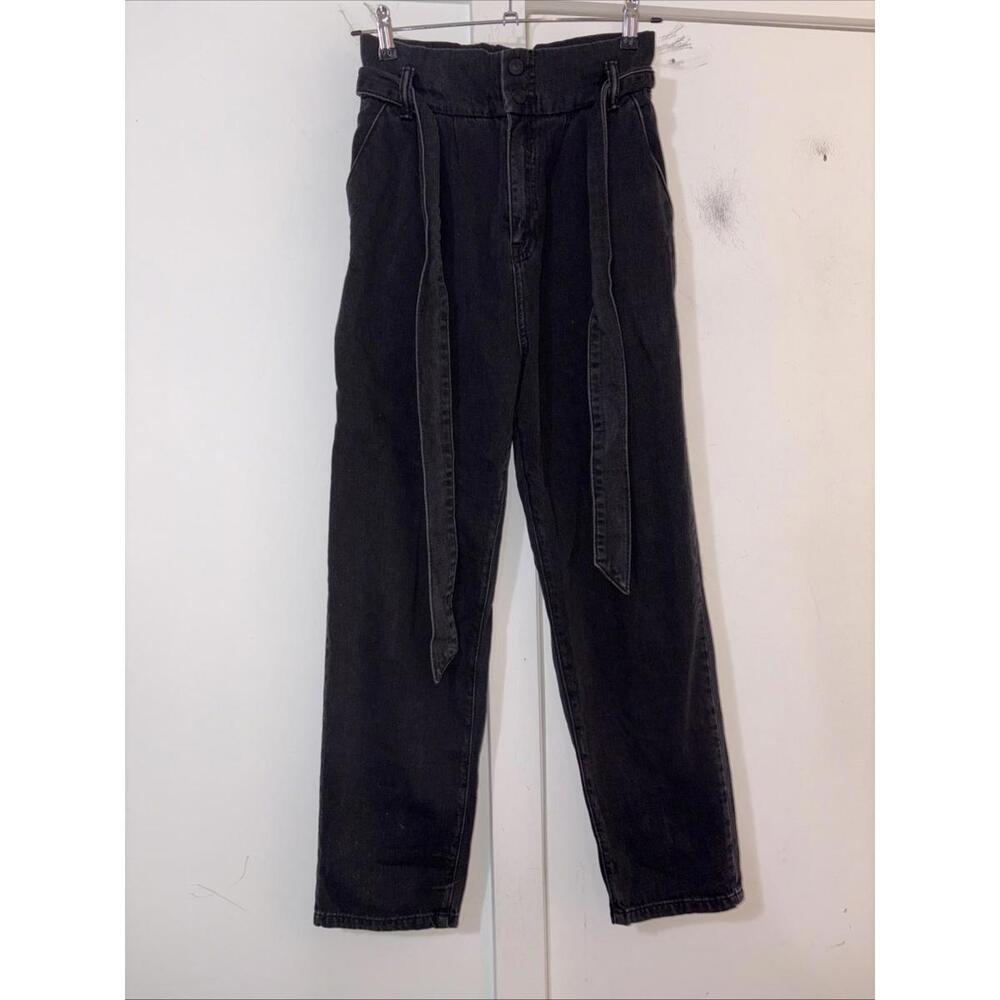 AllSaints High Rise Straight‎ Leg Blk Jeans Sz 4 Belted